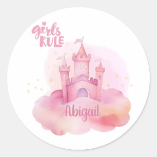 Girl Rule Palace on the Pink Cloud customizable Classic Round Sticker