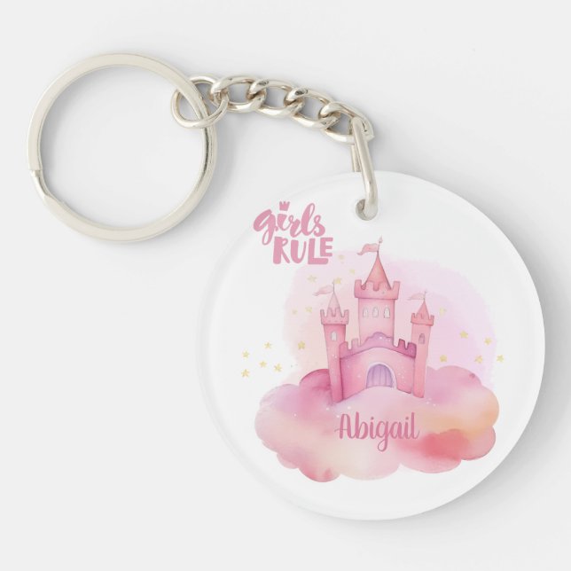 Girl Rule Palace on the Pink Cloud customizable Keychain (Front)