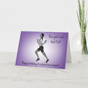 Girl Runner with Plait Birthday Card