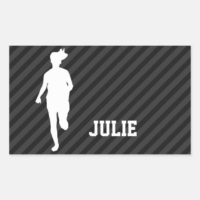 Girl Running; Black & Dark Grey Stripes Sticker (Front)
