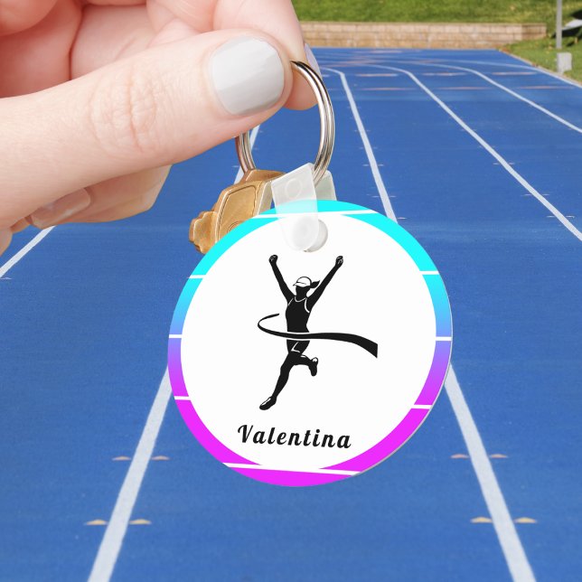 Girl Running Marathon Cross Country Runner Name Keychain (Creator Uploaded)