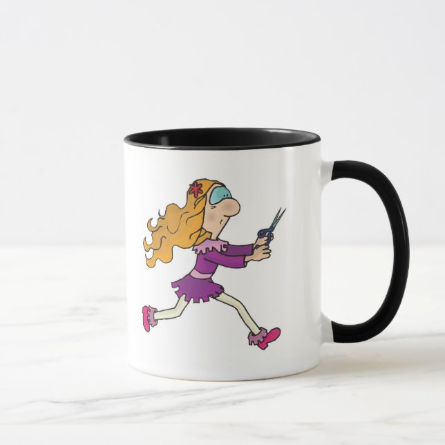 girl running with scissors mug (Right)