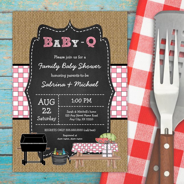 Girl Rustic Family Baby Q Shower  Invitation (Creator Uploaded)