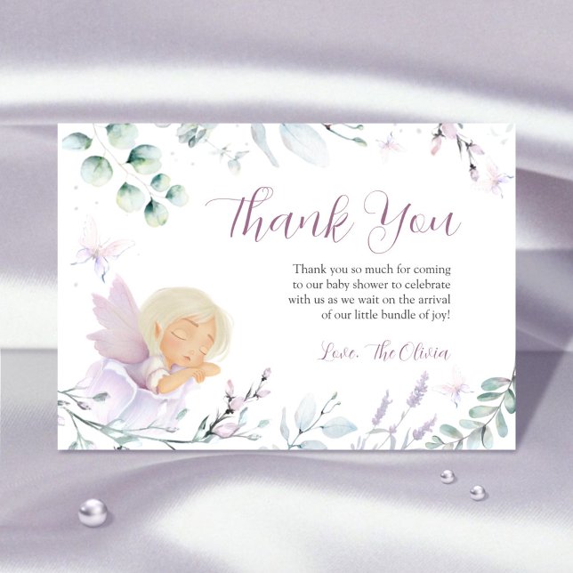 Girl’s Butterfly Flower Baby Shower Thank You Card (Creator Uploaded)