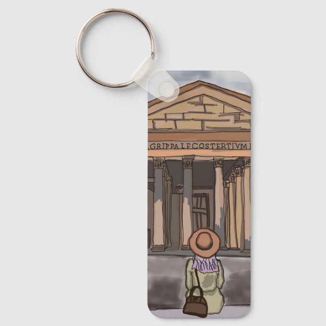 Girl s sitting front of Pantheon in Rome. Keychain (Front)