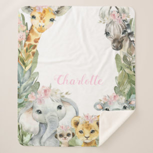 Girl Safari Baby Blanket