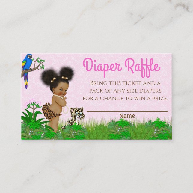 Girl Safari Baby Shower Diaper Raffle Ticket  (Front)
