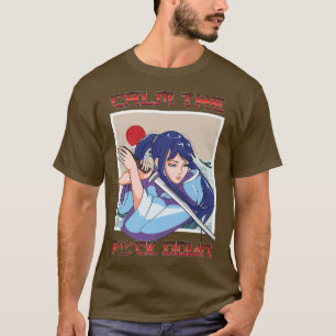 Girl Samurai Katana Warrior Fighter Japanese Flag  T-Shirt