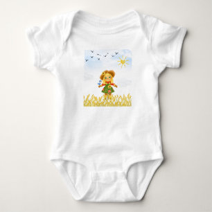 Girl Scarecrow Bird on Arm  Baby Bodysuit