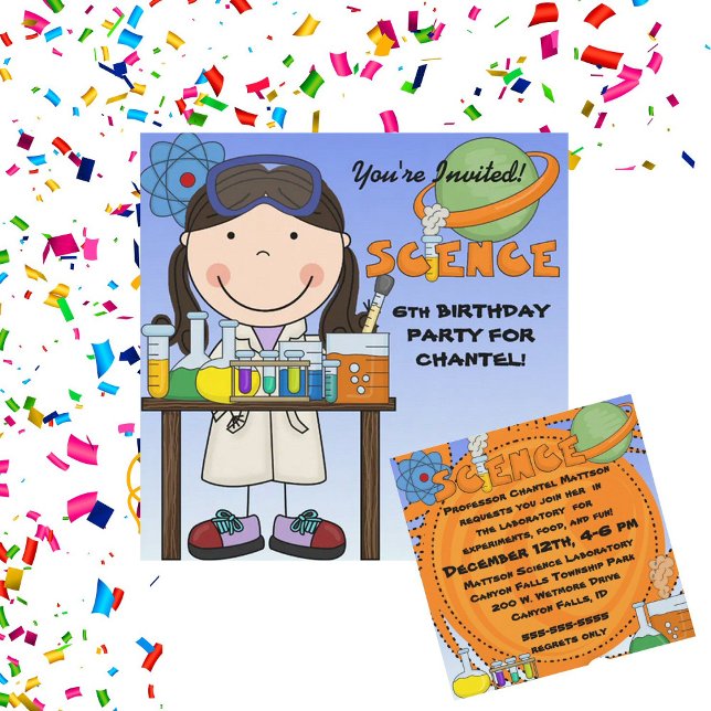 Girl Science Birthday Party Invitation (Creator Uploaded)