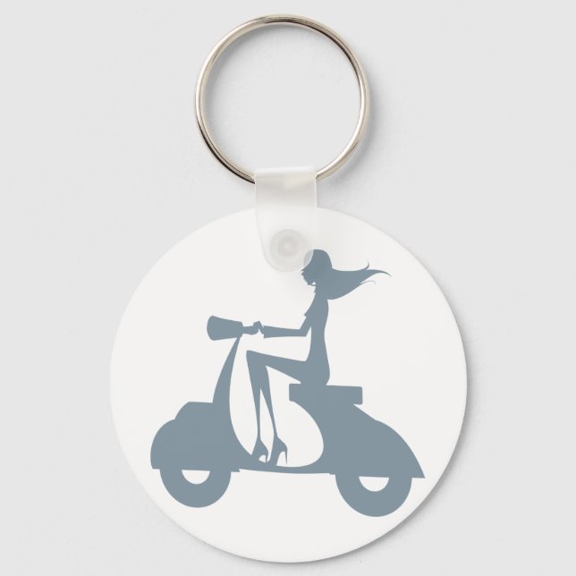 Girl Scooter periwinkle Keychain (Front)