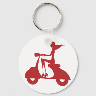 Girl Scooter red Keychain