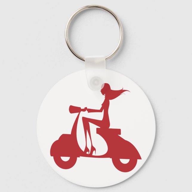 Girl Scooter red Keychain (Front)