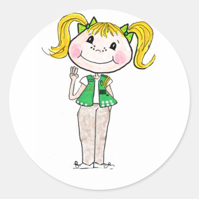Girl Scout Junior Keeping the Promise Classic Round Sticker (Front)