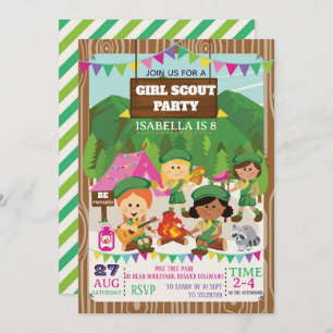 Girl Scouts Camping Birthday Party Invitation