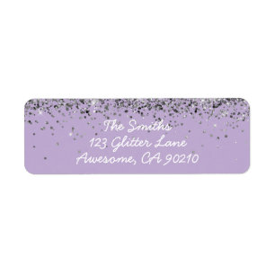 Girl Script Purple Silver Mariage Adresse de retou