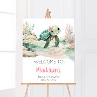 Girl Sea Turtle Baby Shower Welcome