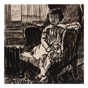 Girl Seated in Chair (ca. 1917-1918)  Canvas Print