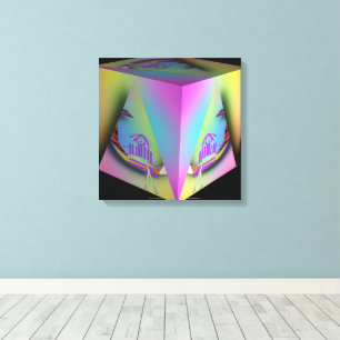 Girl Seated In Pyramid Cube Canvas Print