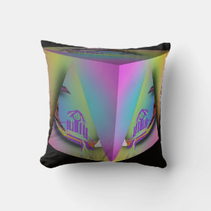 Girl Seated In Pyramid Cube Throw Pillow
