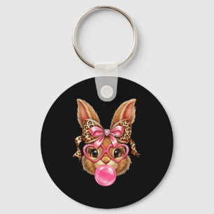 Girl Shirt Bunny Rabbit Face Leopard Glasses Keychain