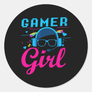 Girl Shirt Video Game Gifts For Women Gaming Gamer Classic Round Sticker
