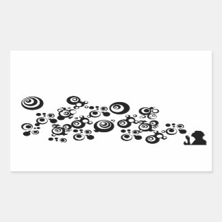 Girl Silhouette Blowing Bubbles Black White Sticker