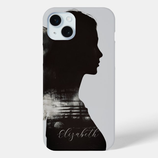 Girl Silhouette Scenic Monochrome Photographic Art Case-Mate iPhone Case (Back)