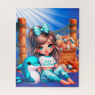 girl sitting at the beach jigsaw puzzle