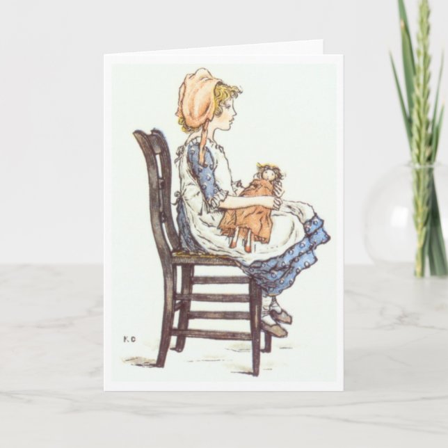 Girl Sitting with Doll, Greeting Card (Front)