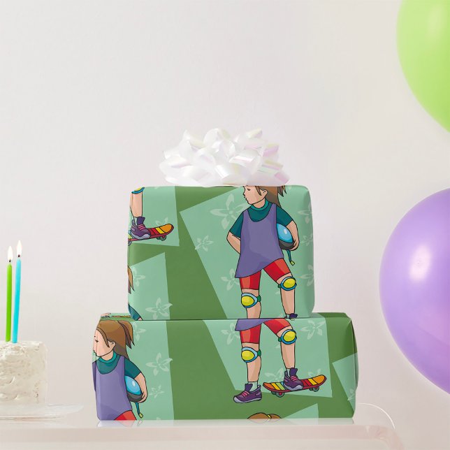 Girl Skateboarder Wrapping Paper (Creator Uploaded)
