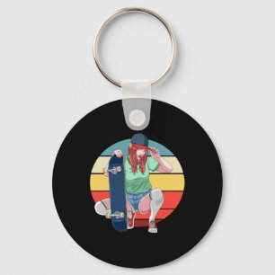 Girl Skater Skateboarder Girls Skateboarding Women Keychain