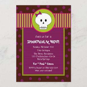 Girl Skeleton Halloween Party Invitation