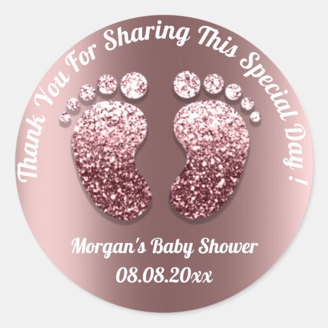 Girl Skinny Feet Baby Shower Favour Thank You Classic Round Sticker (Front)