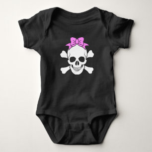 GIRL SKULL AND CROSSBONES BABY BODYSUIT