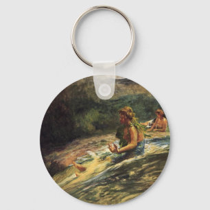 'Girl Sliding Down Water Fall' - Keychain