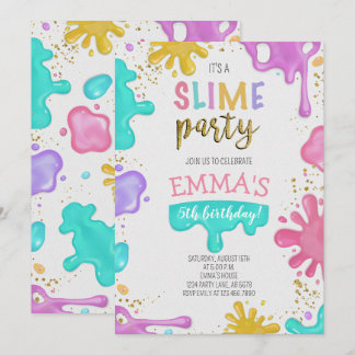Girl Slime Birthday Party Invitation