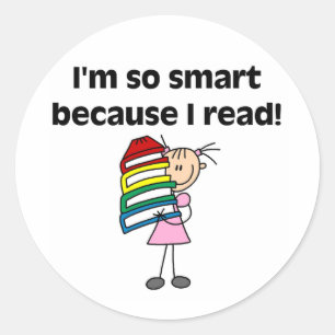 Girl Smart Because I Read Classic Round Sticker