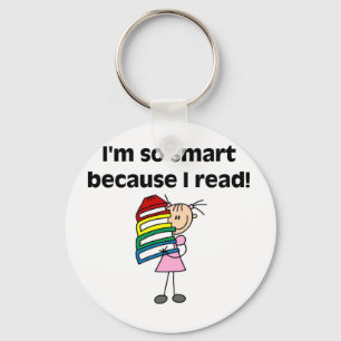Girl Smart Because I Read Keychain