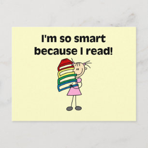 Girl Smart Because I Read Postcard
