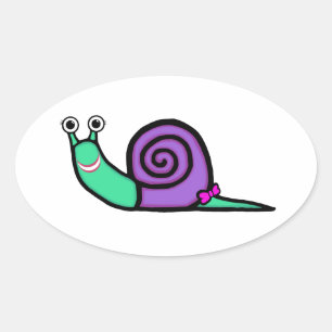 Girl Snail Oval Sticker