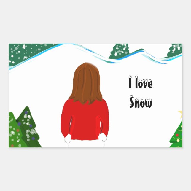 Girl Snowy Winter Day Sticker (Front)