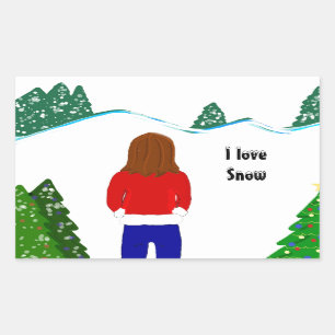 Girl Snowy Winter Day Sticker