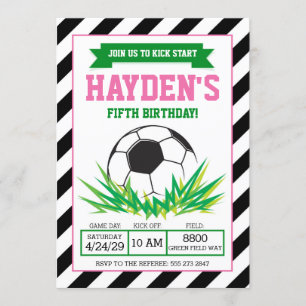 Girl Soccer Birthday Party Invitation