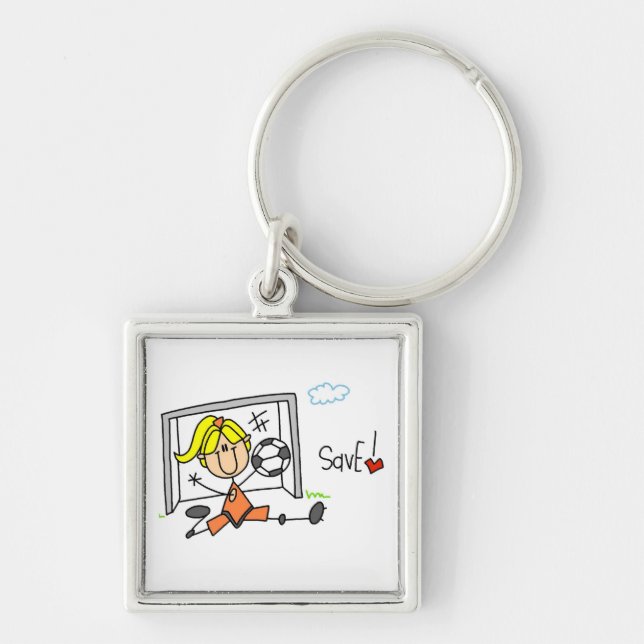 Girl Soccer Goal Keeper T-shirts and Gifts Keychain (Front)