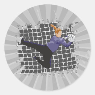girl soccer goalie save classic round sticker