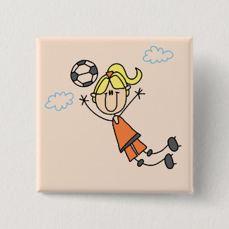 Girl Soccer Jump Tshirts and Gifts 2 Inch Square Button