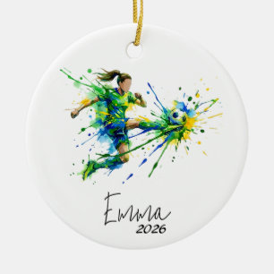 girl soccer ornament, soccer ornament,soccer lover ceramic ornament