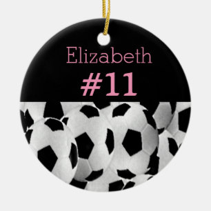 Girl Soccer Player Name and Jersey Number Ceramic Ornament