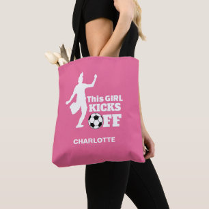 Girl Soccer Player Personalized Graphic Tote Bag